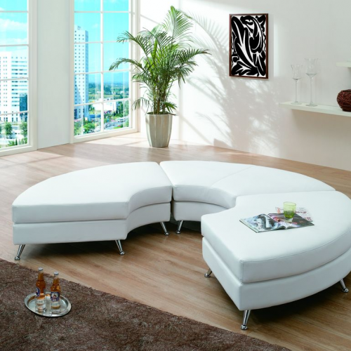 Curved Chaise Ottoman - Black & White