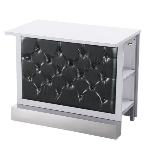 Leather Tufted Bar Table - White