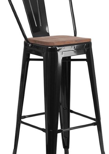 Bistro Bar Stool - Black and Wood