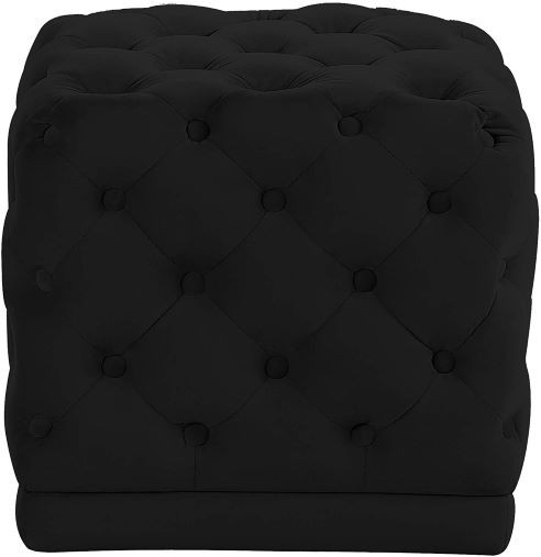 Carmen Tufted Velvet Stool, Black