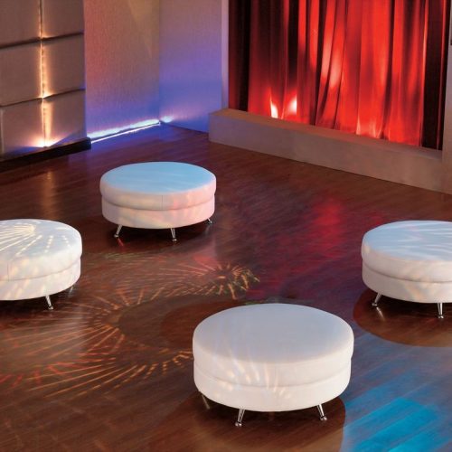 Round Leather Ottoman