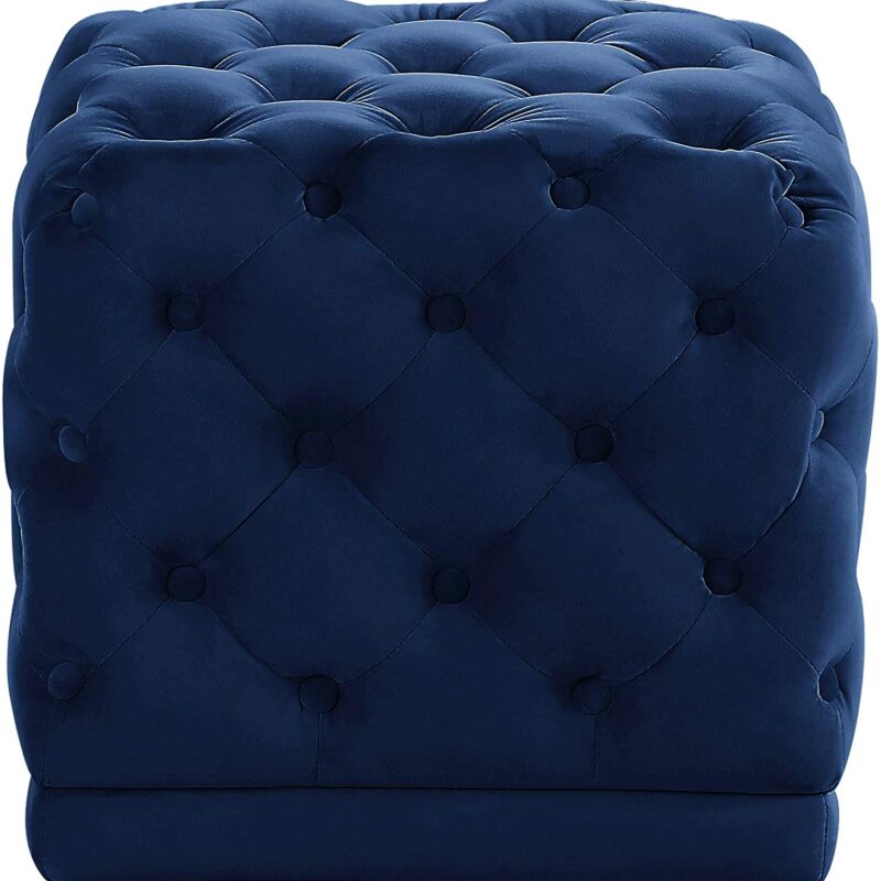 Carmen Tufted Velvet Stool, Navy