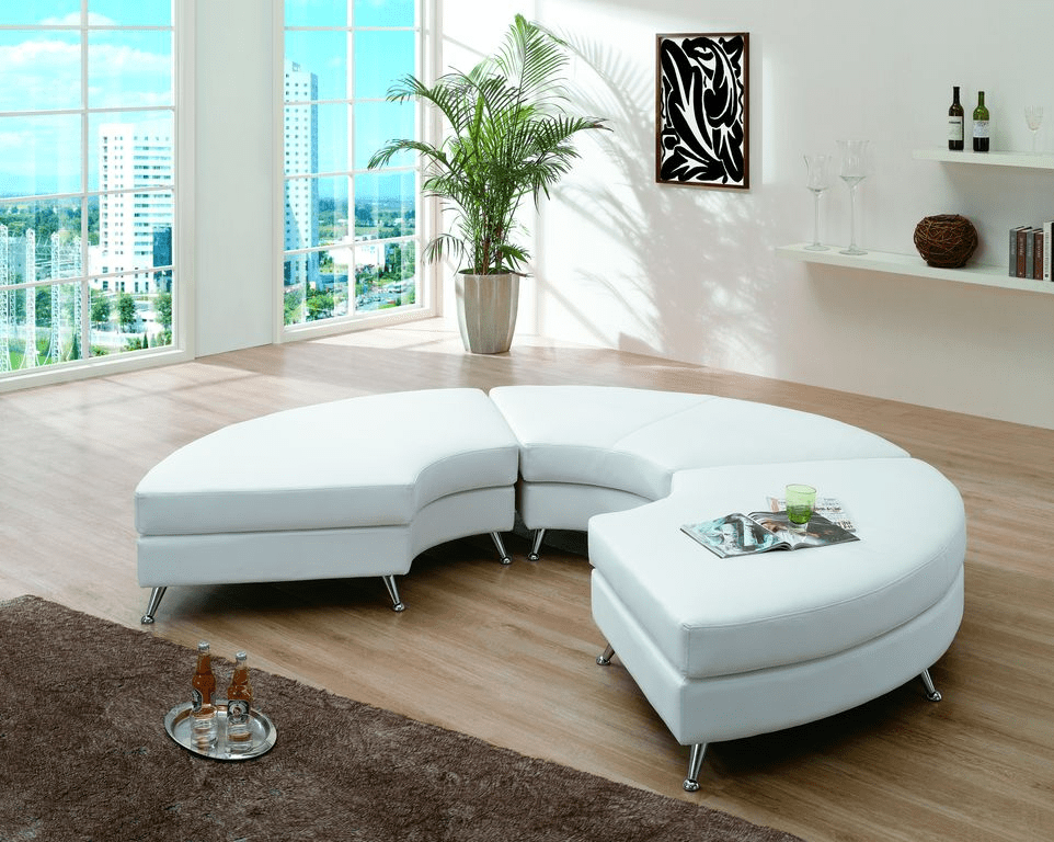 Curved Chaise Ottoman - Black & White