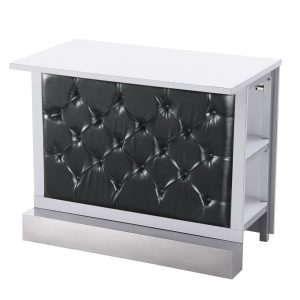 Leather Tufted Bar Table - White